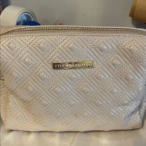 Vince Camuto Quilted Cream Cosmetic Bag
